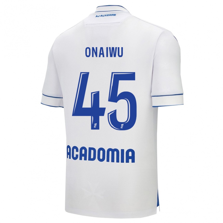 גברים כדורגל אדו אונאיוו #45 לבן כחול ג'רזי ביתית 2025/26
