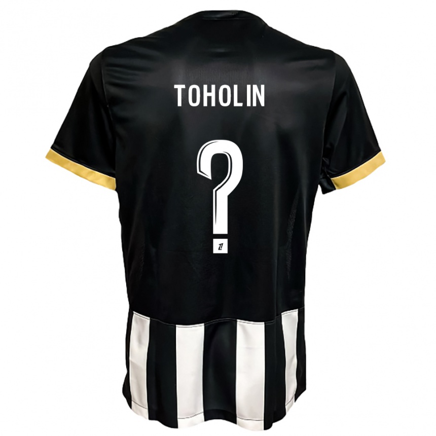 גברים כדורגל Haris Toholin #0 שחור לבן ג'רזי ביתית 2025/26