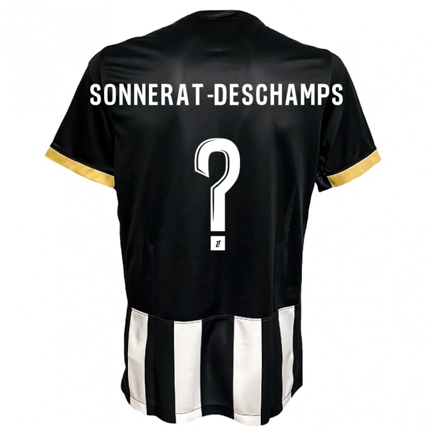 גברים כדורגל Nattio Sonnerat-Deschamps #0 שחור לבן ג'רזי ביתית 2025/26