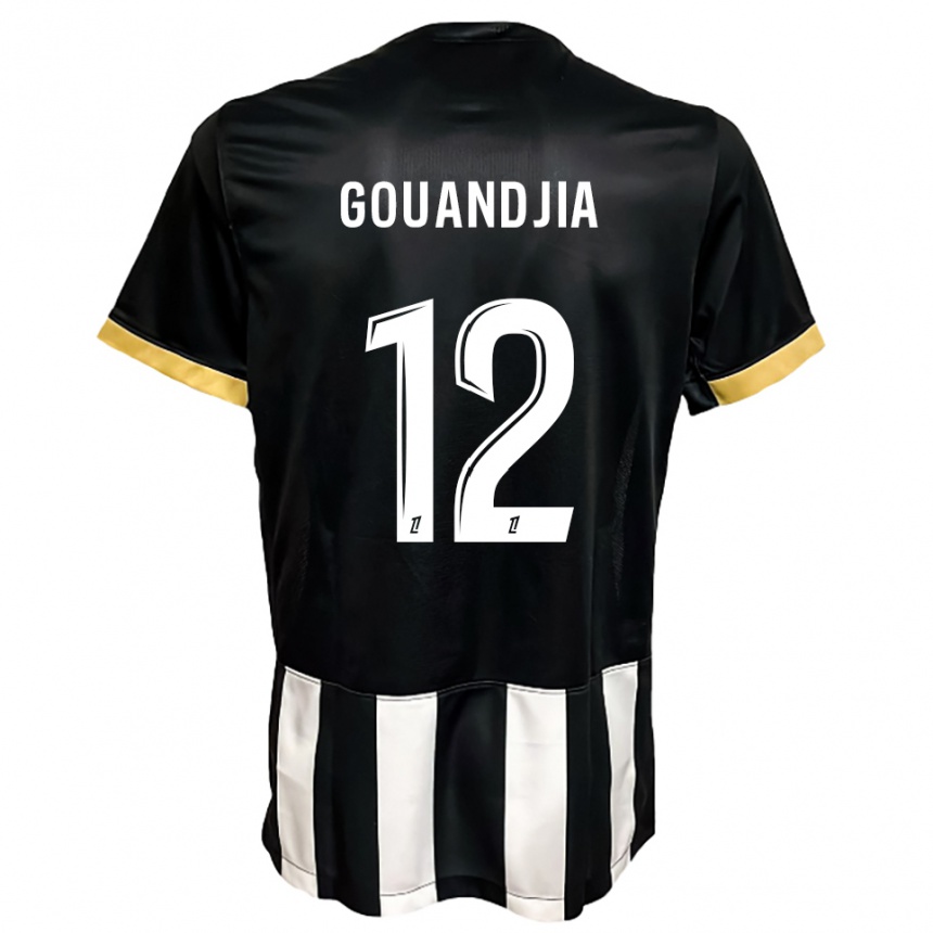 גברים כדורגל Brady Gouandjia #12 שחור לבן ג'רזי ביתית 2025/26