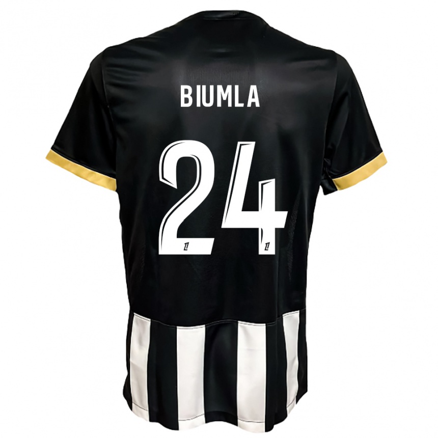 גברים כדורגל Emmanuel Biumla #24 שחור לבן ג'רזי ביתית 2025/26
