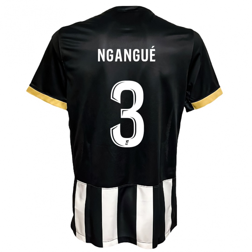 גברים כדורגל Maurice Ngangué #3 שחור לבן ג'רזי ביתית 2025/26
