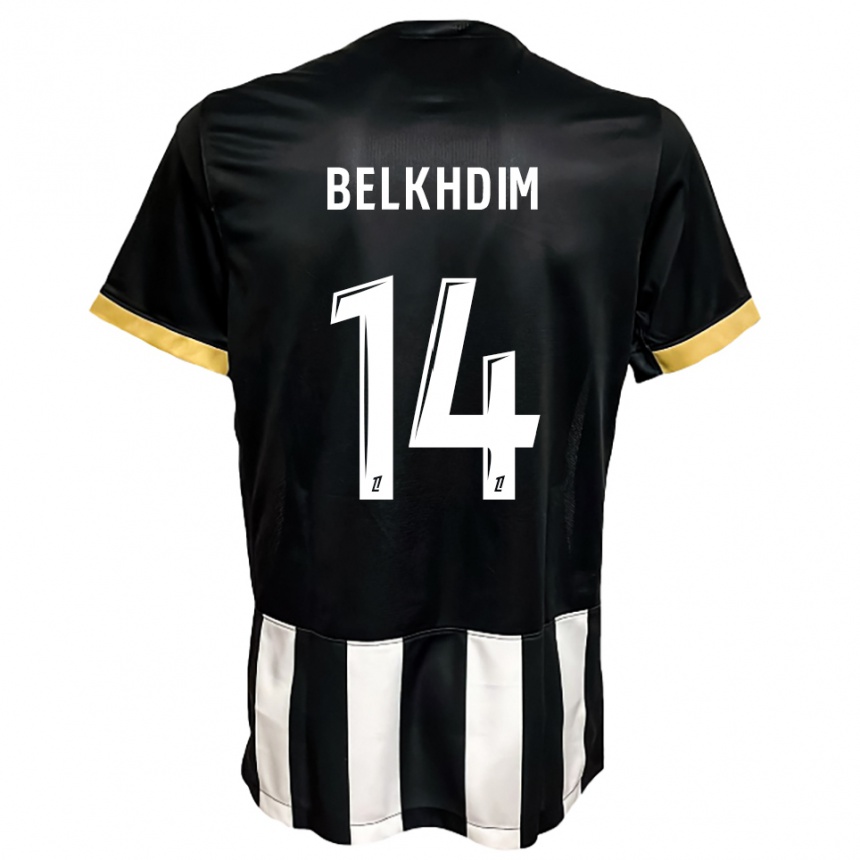 גברים כדורגל Yassin Belkhdim #14 שחור לבן ג'רזי ביתית 2025/26