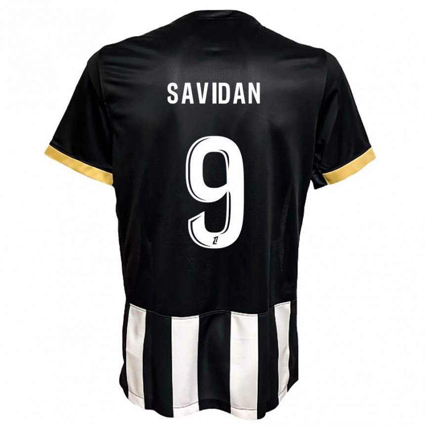 גברים כדורגל Marius Savidan #9 שחור לבן ג'רזי ביתית 2025/26