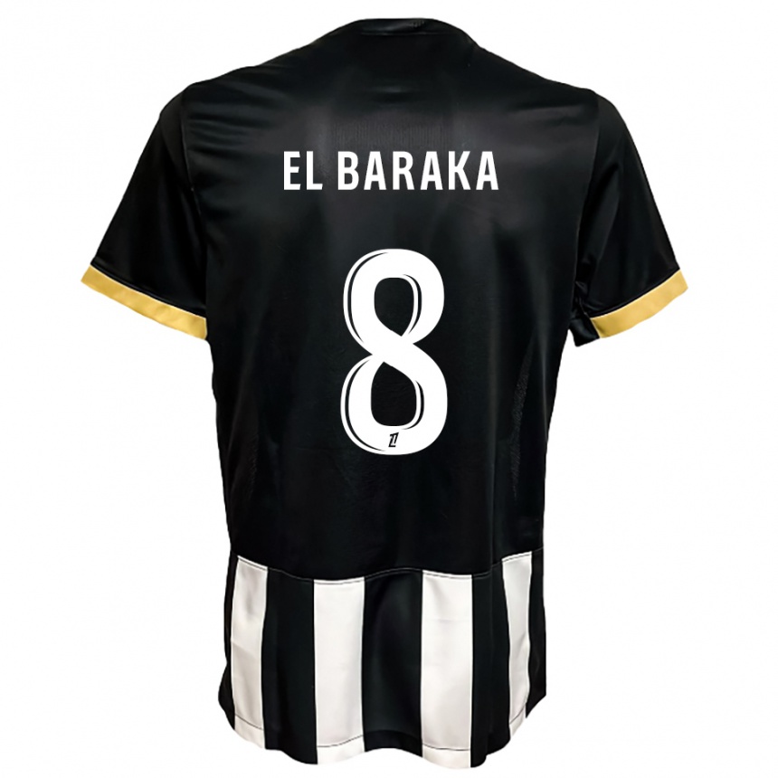 גברים כדורגל Jibril El Baraka #8 שחור לבן ג'רזי ביתית 2025/26