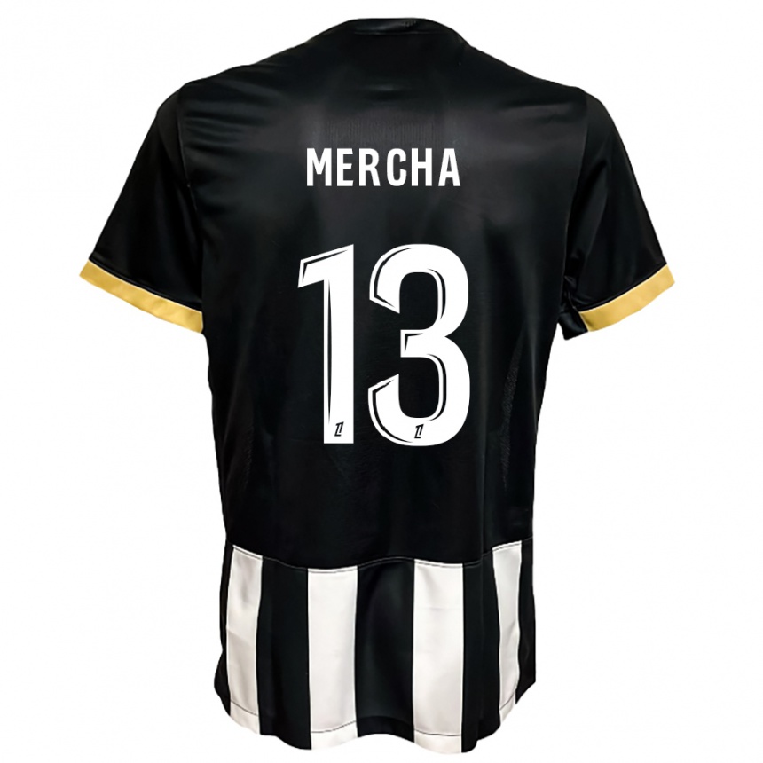 גברים כדורגל Yanis Mercha #13 שחור לבן ג'רזי ביתית 2025/26