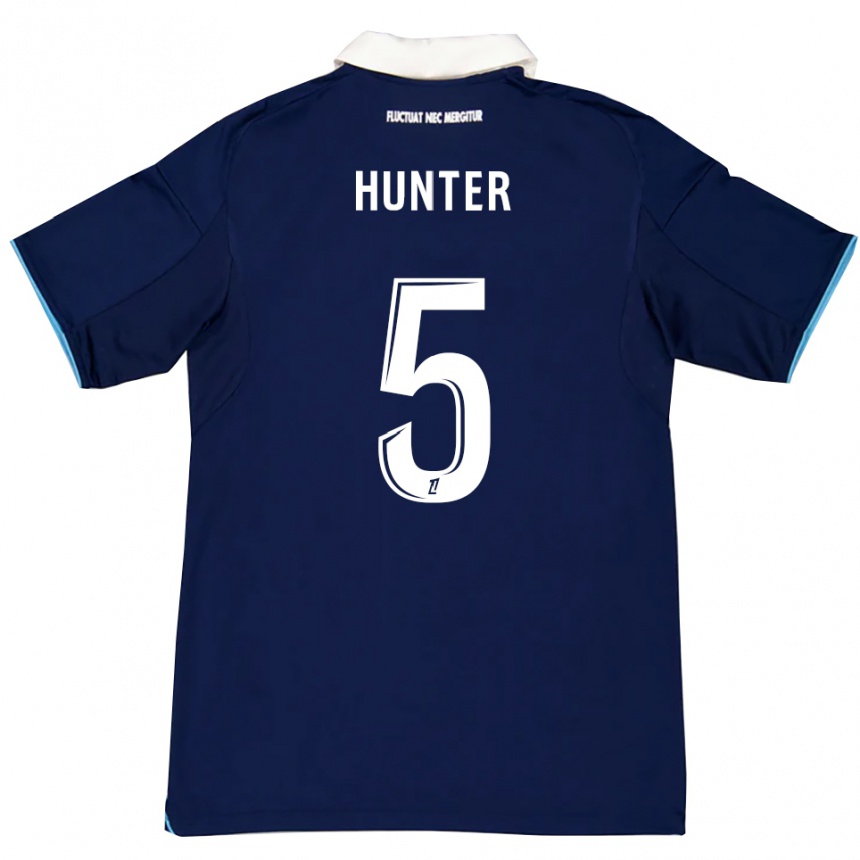 גברים כדורגל Sarah Hunter #5 כחול כהה לבן ג'רזי ביתית 2025/26