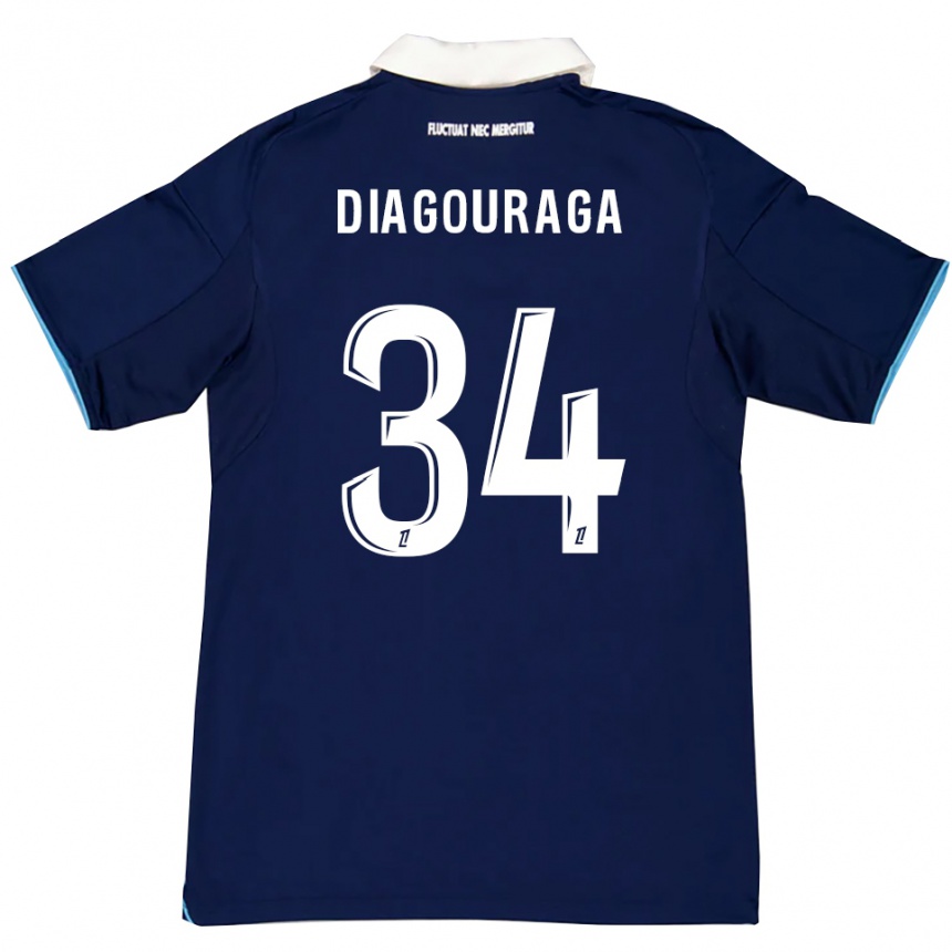 גברים כדורגל Djibril Diagouraga #34 כחול כהה לבן ג'רזי ביתית 2025/26