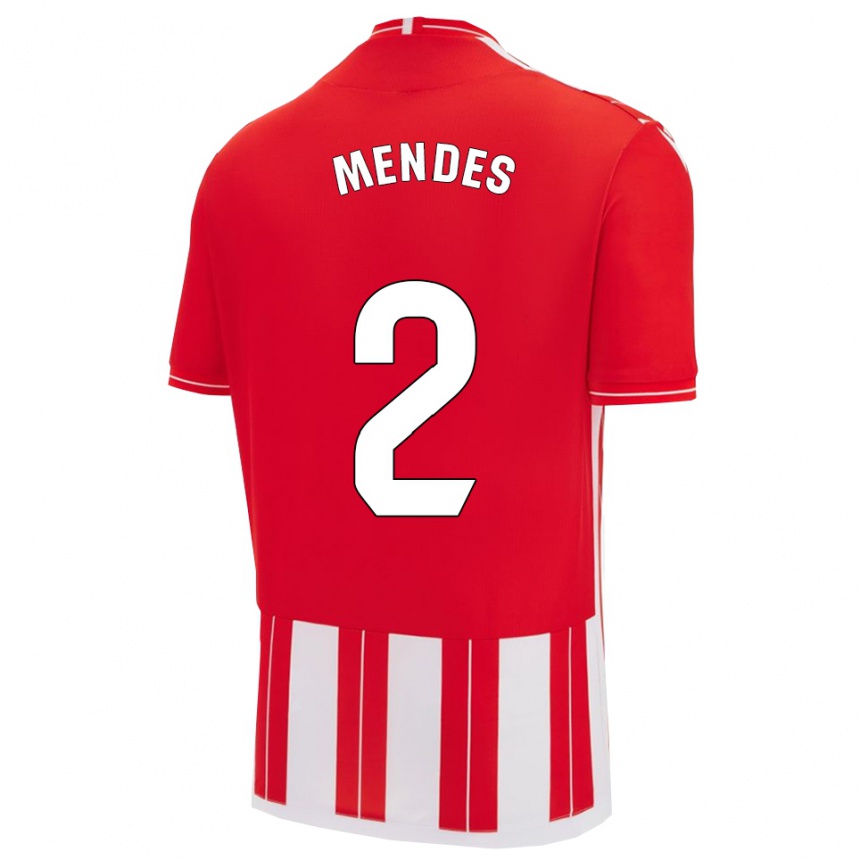 גברים כדורגל Houboulang Mendes #2 אדום לבן ג'רזי ביתית 2025/26