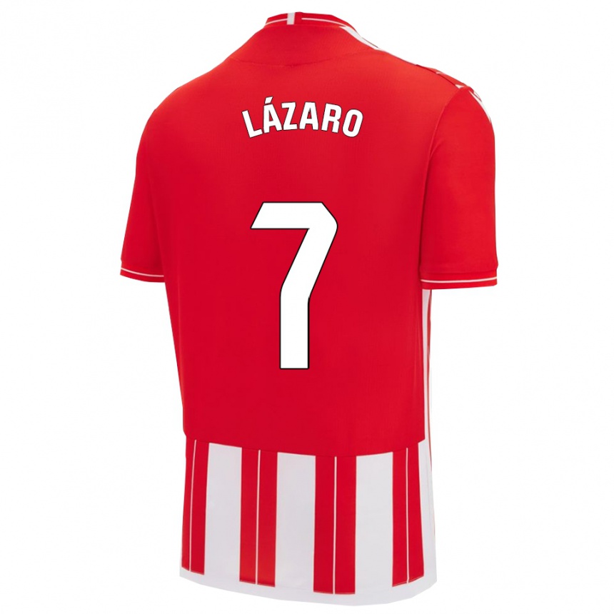גברים כדורגל Lázaro #7 אדום לבן ג'רזי ביתית 2025/26