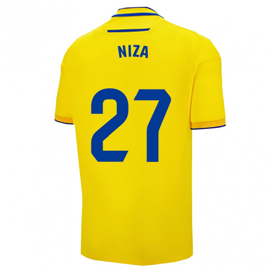גברים כדורגל Sergio Niza #27 צהוב נייבי ג'רזי ביתית 2025/26