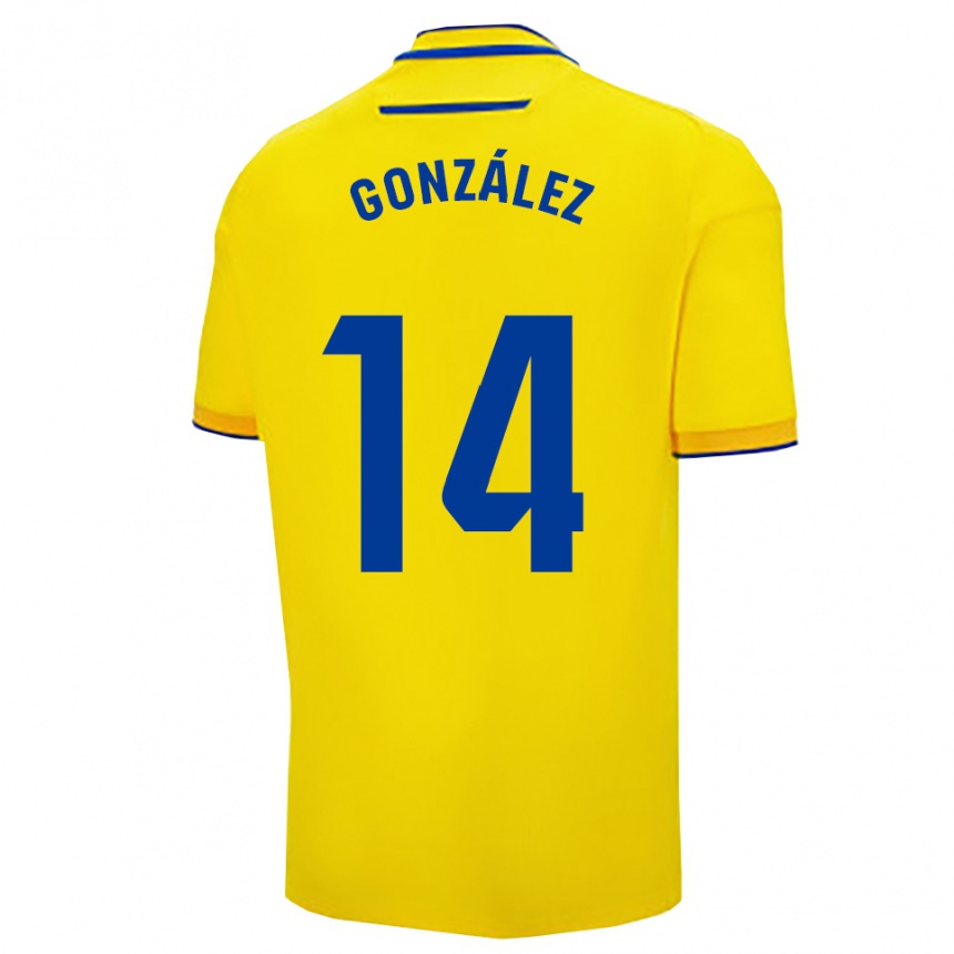 גברים כדורגל Joaquín González #14 צהוב נייבי ג'רזי ביתית 2025/26