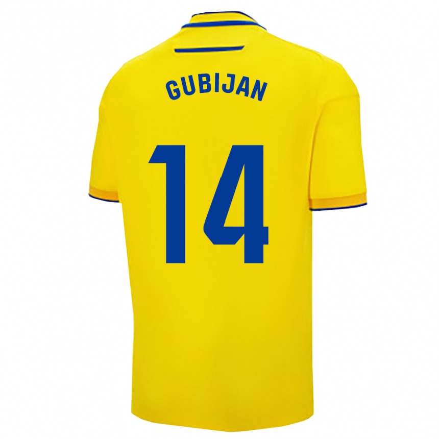 גברים כדורגל Lovro Gubijan #14 צהוב נייבי ג'רזי ביתית 2025/26