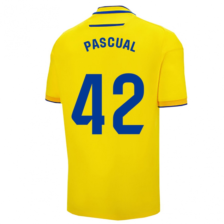 גברים כדורגל Álvaro Pascual #42 צהוב נייבי ג'רזי ביתית 2025/26 גברים כדורגל Álvaro Pascual #42 צהוב נייבי ג'רזי ביתית 2025/26