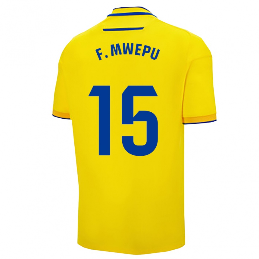 גברים כדורגל Francisco Mwepu #15 צהוב נייבי ג'רזי ביתית 2025/26