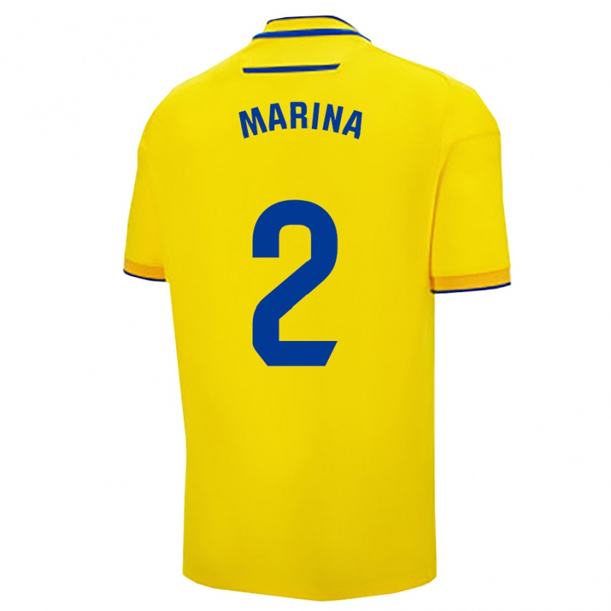 גברים כדורגל Marina Galvez Jimenez #2 צהוב נייבי ג'רזי ביתית 2025/26