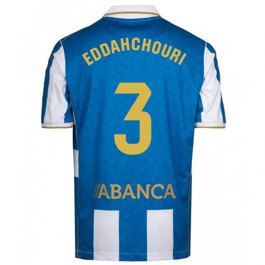 גברים כדורגל Zakaria Eddahchouri #3 לבן כחול ג'רזי ביתית 2025/26