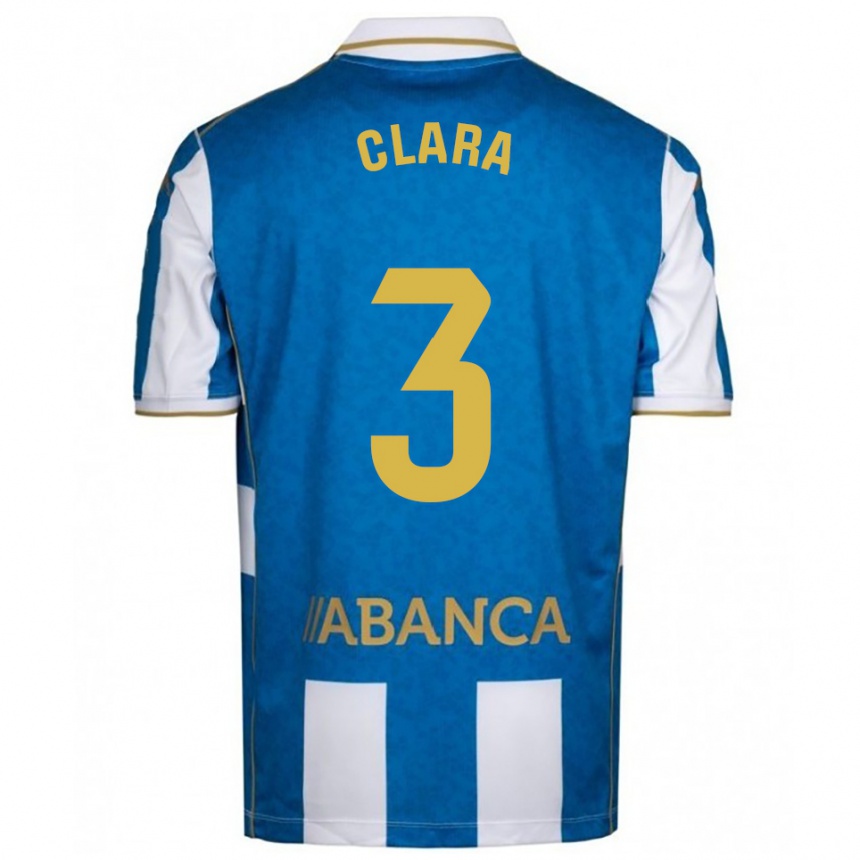 גברים כדורגל Clara Rodríguez #3 לבן כחול ג'רזי ביתית 2025/26