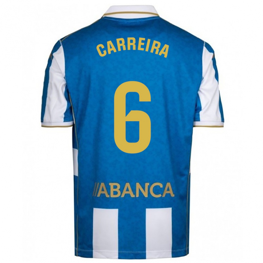 גברים כדורגל David Carreira #6 לבן כחול ג'רזי ביתית 2025/26