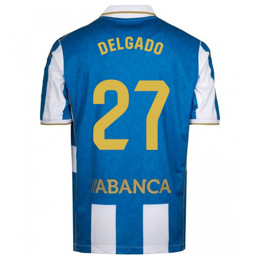 גברים כדורגל Álex Delgado #27 לבן כחול ג'רזי ביתית 2025/26