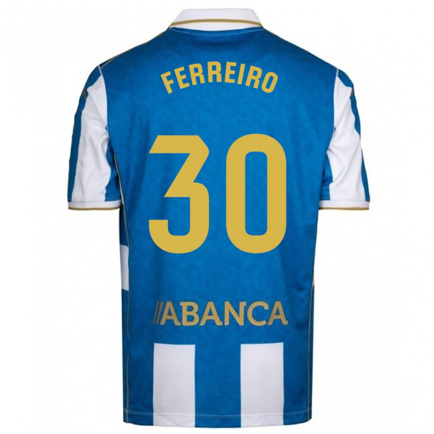 גברים כדורגל Manu Ferreiro #30 לבן כחול ג'רזי ביתית 2025/26