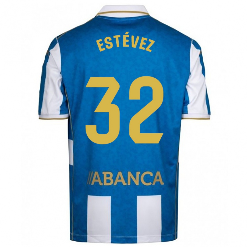 גברים כדורגל Dani Estévez #32 לבן כחול ג'רזי ביתית 2025/26