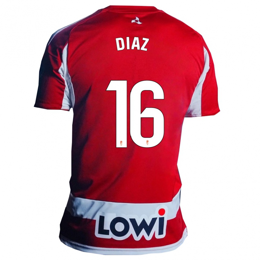 גברים כדורגל ויקטור דיאס מיגל #16 אדום לבן ג'רזי ביתית 2025/26