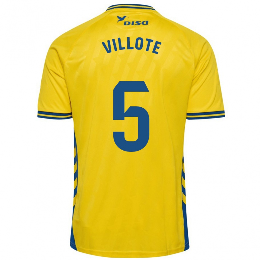 גברים כדורגל Víctor Villote #5 צהוב כחול ג'רזי ביתית 2025/26