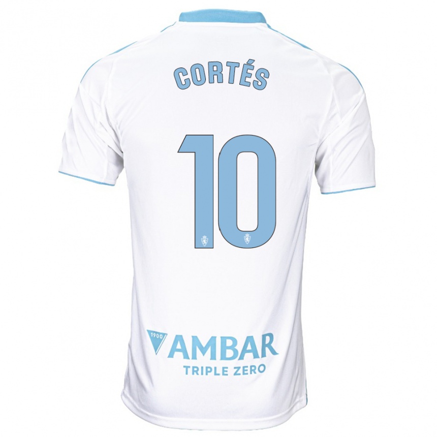 גברים כדורגל Pablo Cortés #10 לבן תכלת ג'רזי ביתית 2025/26