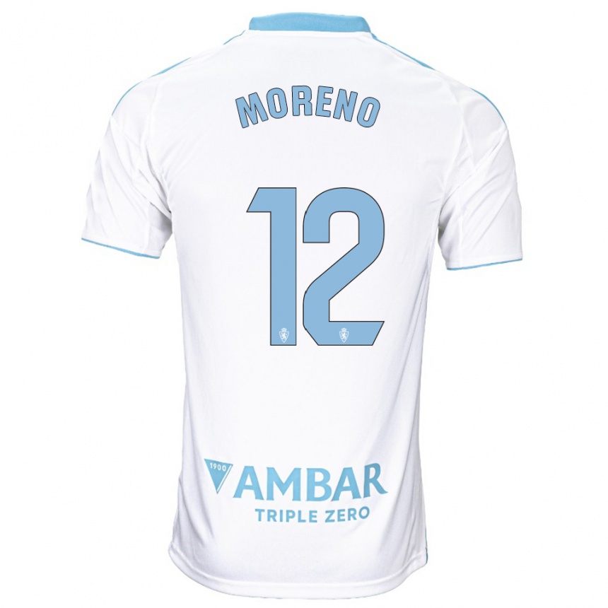 גברים כדורגל Eloy Moreno #12 לבן תכלת ג'רזי ביתית 2025/26