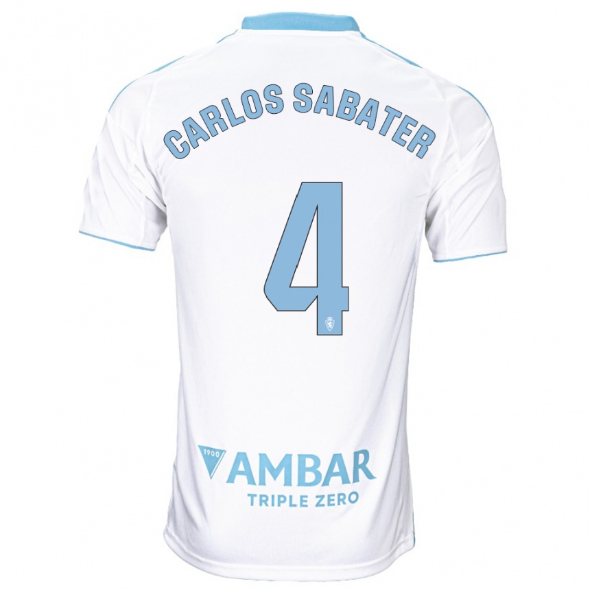גברים כדורגל Juan Carlos Sabater #4 לבן תכלת ג'רזי ביתית 2025/26