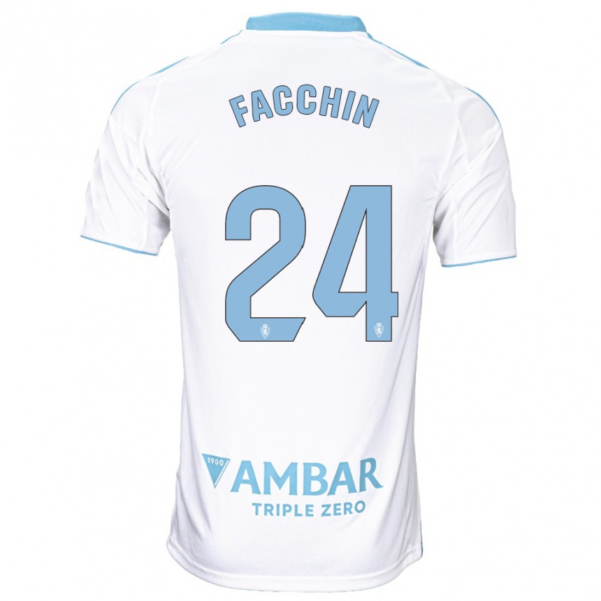 גברים כדורגל Enzo Facchin #24 לבן תכלת ג'רזי ביתית 2025/26