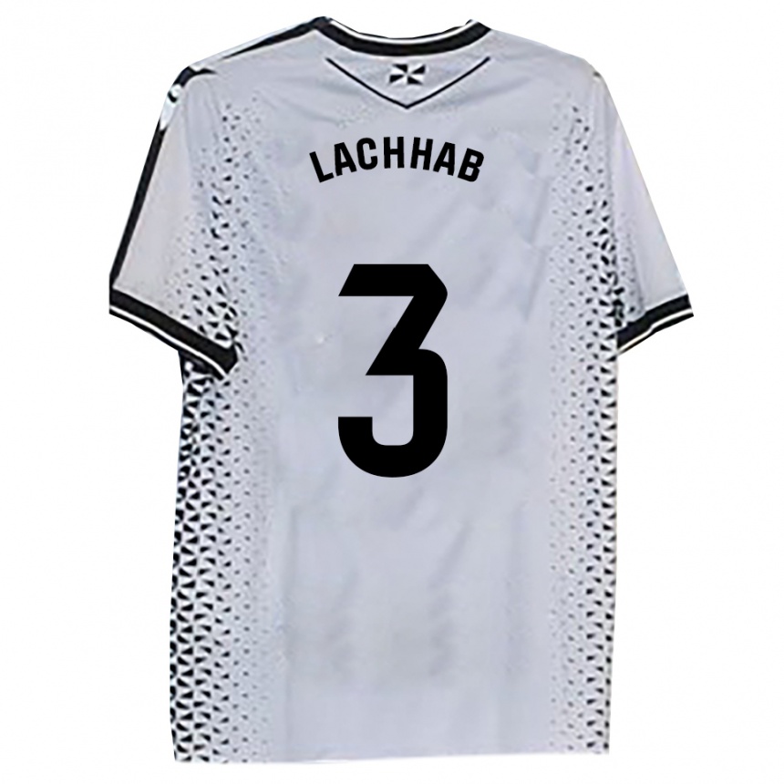 גברים כדורגל יונס לאצ׳אב #3 לבן שחור ג'רזי ביתית 2025/26