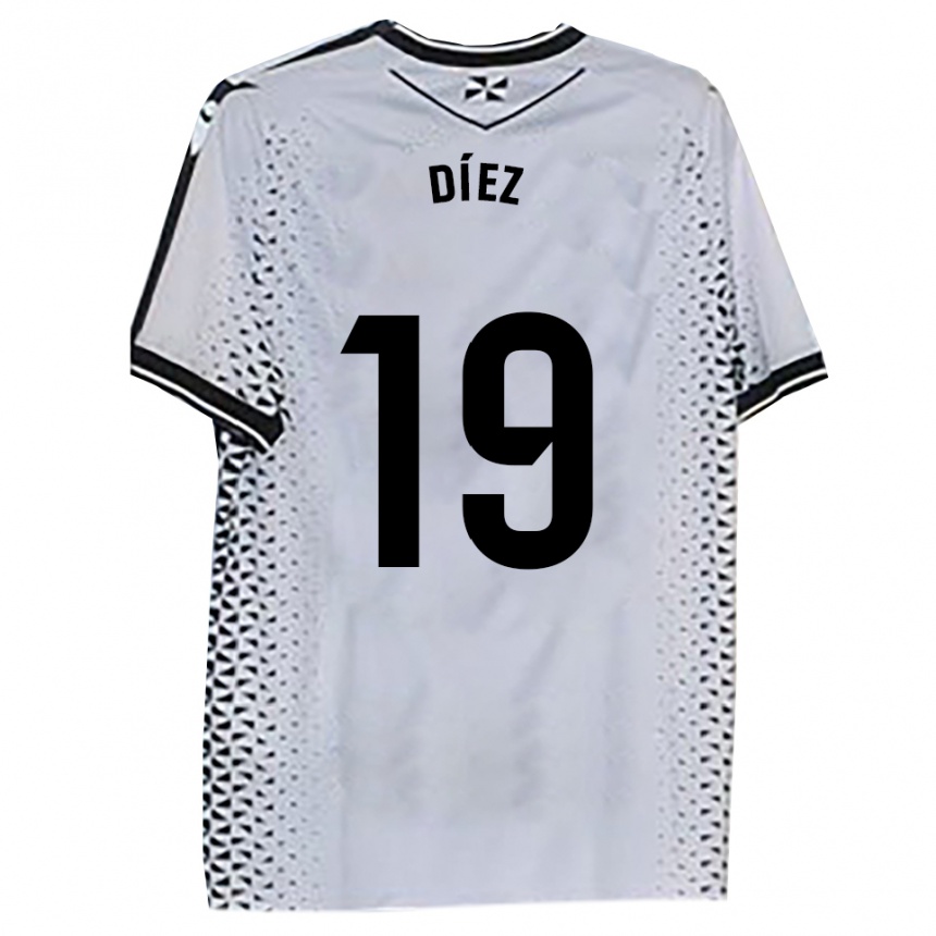 גברים כדורגל רובן דיאז #19 לבן שחור ג'רזי ביתית 2025/26