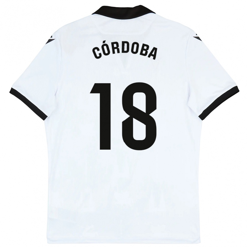 גברים כדורגל אייטור קורדובה #18 לבן שחור ג'רזי ביתית 2025/26