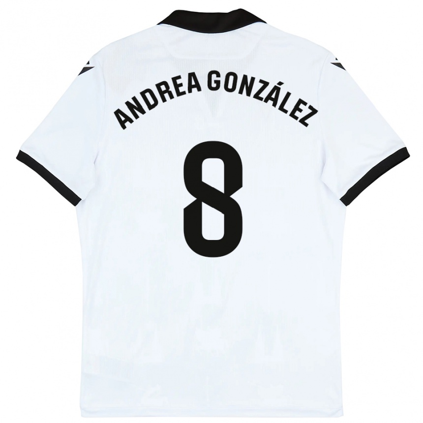 גברים כדורגל אנדריאה גונזלס #8 לבן שחור ג'רזי ביתית 2025/26