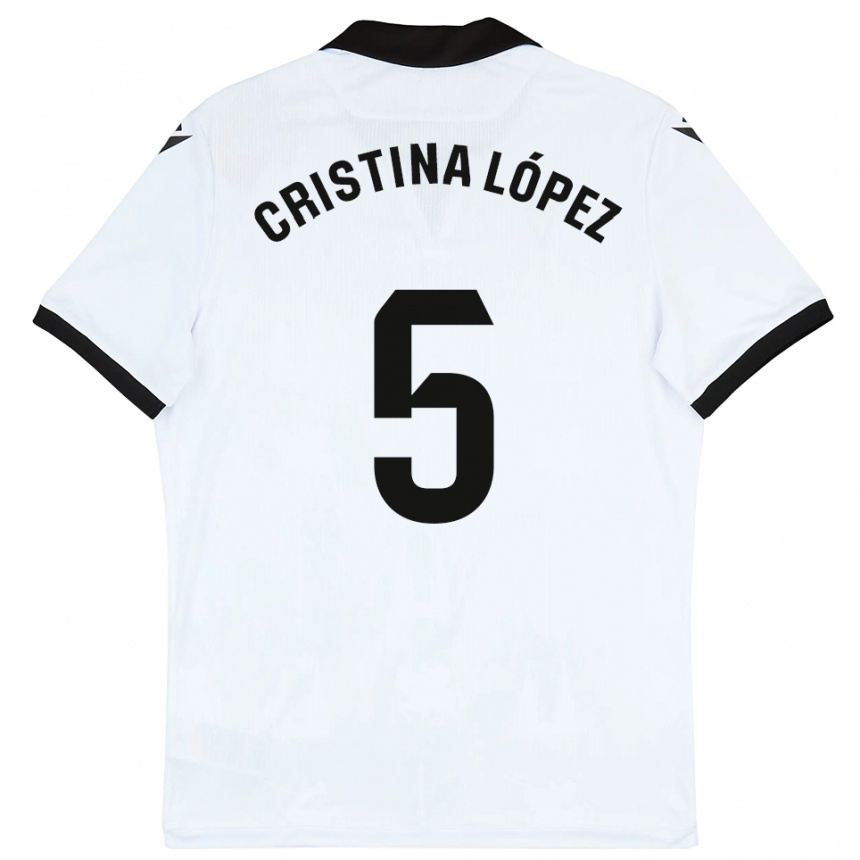 גברים כדורגל Cristina López #5 לבן שחור ג'רזי ביתית 2025/26