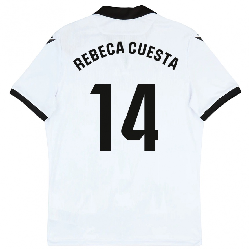 גברים כדורגל Rebeca Cuesta #14 לבן שחור ג'רזי ביתית 2025/26