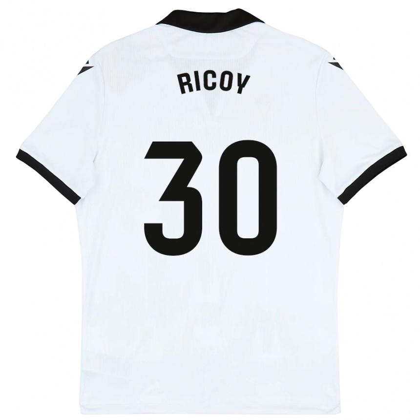 גברים כדורגל לוקאס ריקוי #30 לבן שחור ג'רזי ביתית 2025/26
