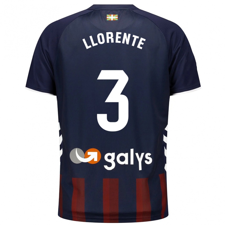 גברים כדורגל Oier Llorente #3 כחול נייבי אדום ג'רזי ביתית 2025/26