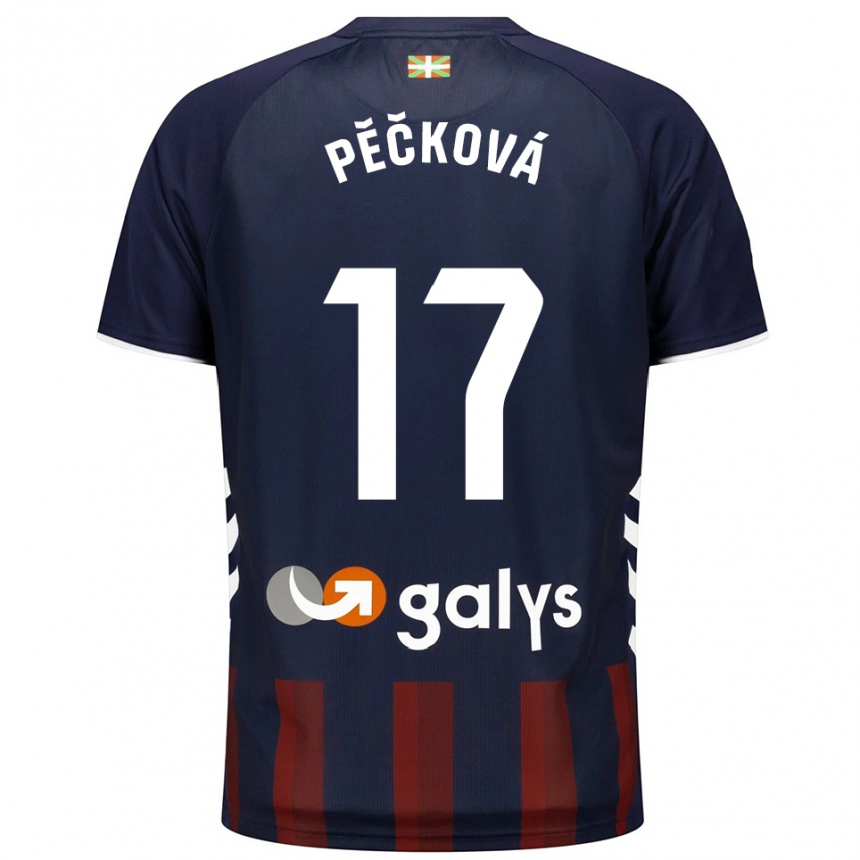 גברים כדורגל Alena Pěčková #17 כחול נייבי אדום ג'רזי ביתית 2025/26