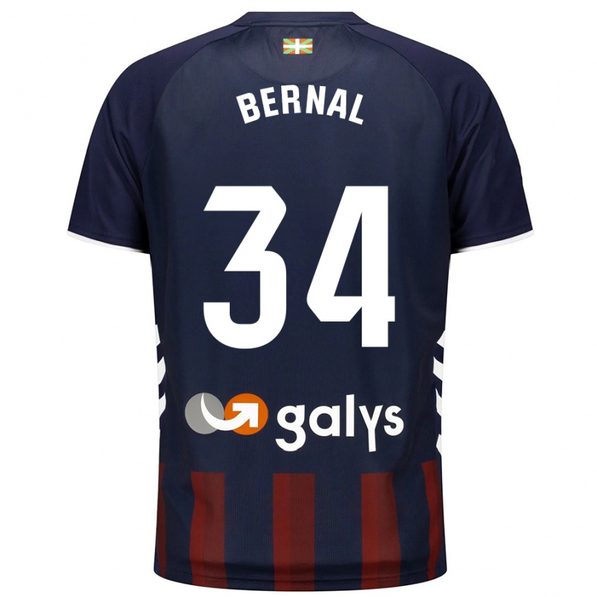 גברים כדורגל Unax Bernal #34 כחול נייבי אדום ג'רזי ביתית 2025/26