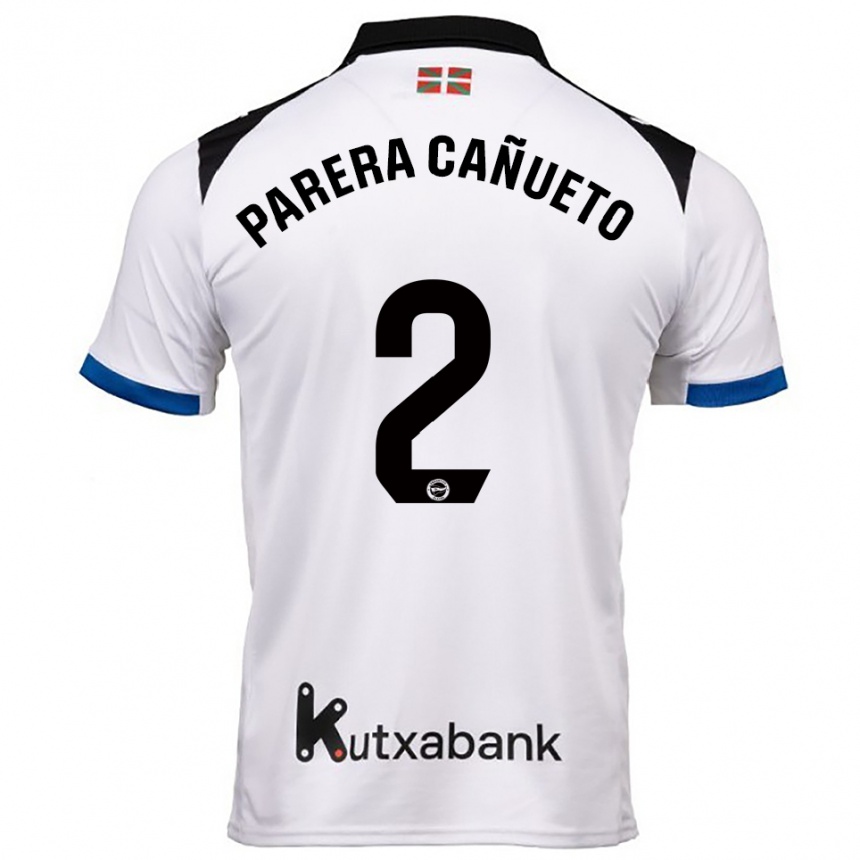גברים כדורגל Laia Parera Cañueto #2 לבן כחול הרחק ג'רזי 2025/26