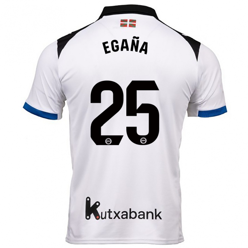 גברים כדורגל Eider Egaña #25 לבן כחול הרחק ג'רזי 2025/26