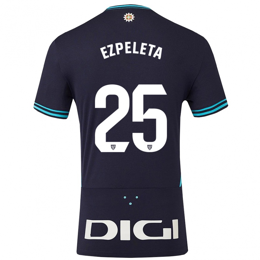 גברים כדורגל Ander Ezpeleta #25 כחול נייבי תכלת הרחק ג'רזי 2025/26