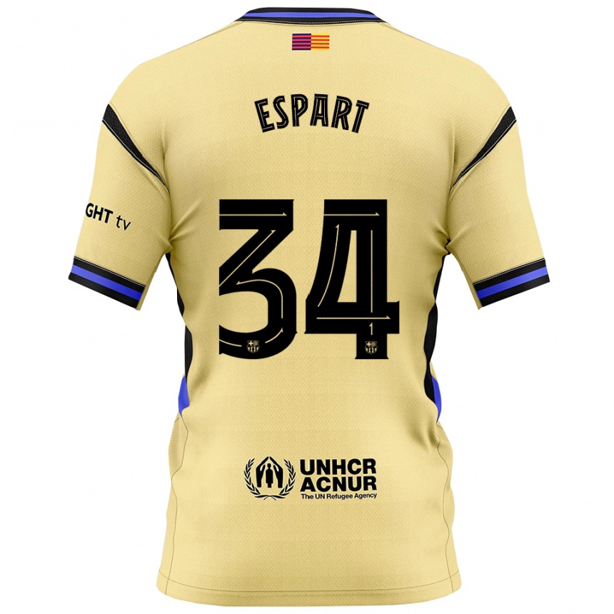 גברים כדורגל Xavi Espart #34 צהוב שחור הרחק ג'רזי 2025/26