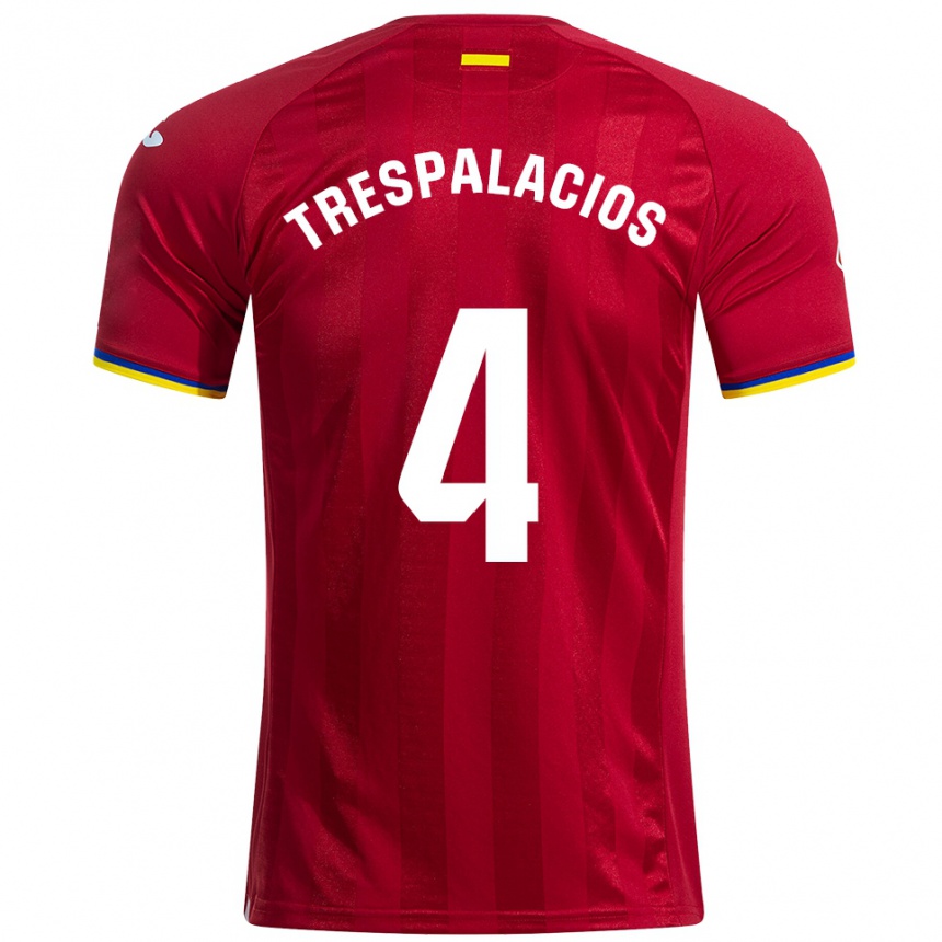 גברים כדורגל Adrián Trespalacios #4 אדום צהוב כחול הרחק ג'רזי 2025/26