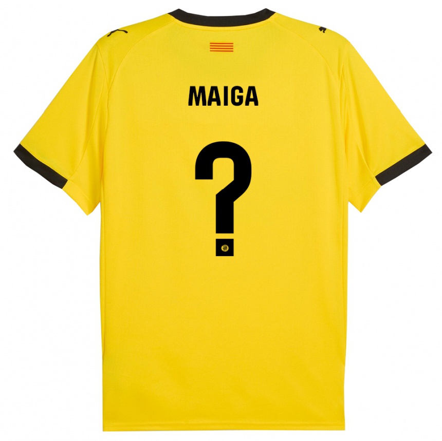 גברים כדורגל Zakarya Maiga #0 צהוב שחור הרחק ג'רזי 2025/26