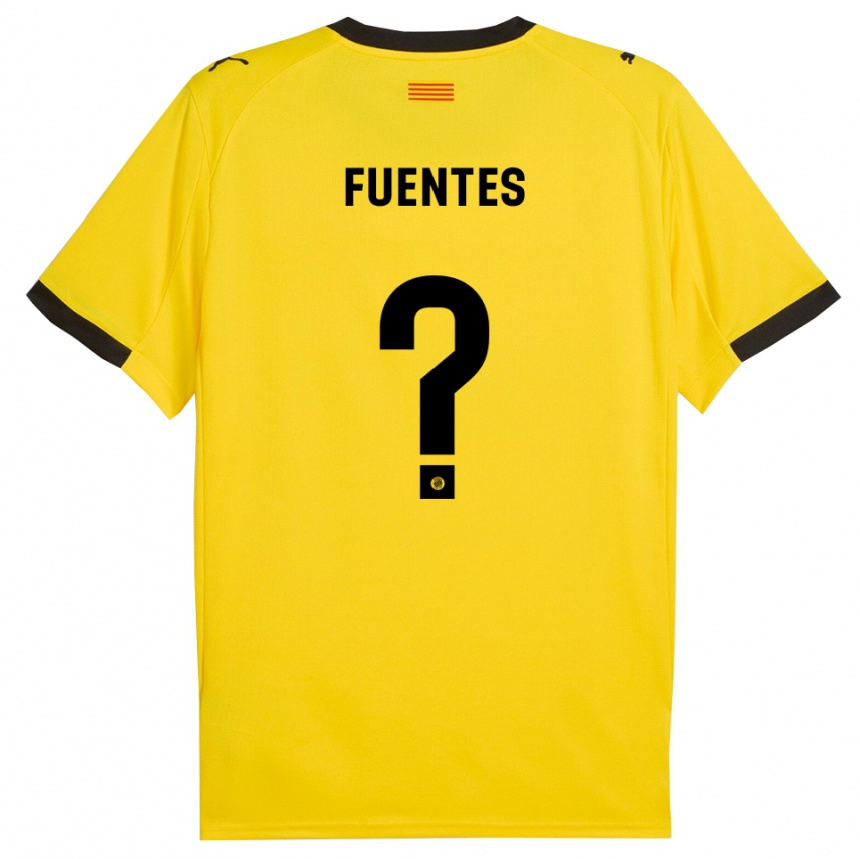 גברים כדורגל Jaime Fuentes #0 צהוב שחור הרחק ג'רזי 2025/26