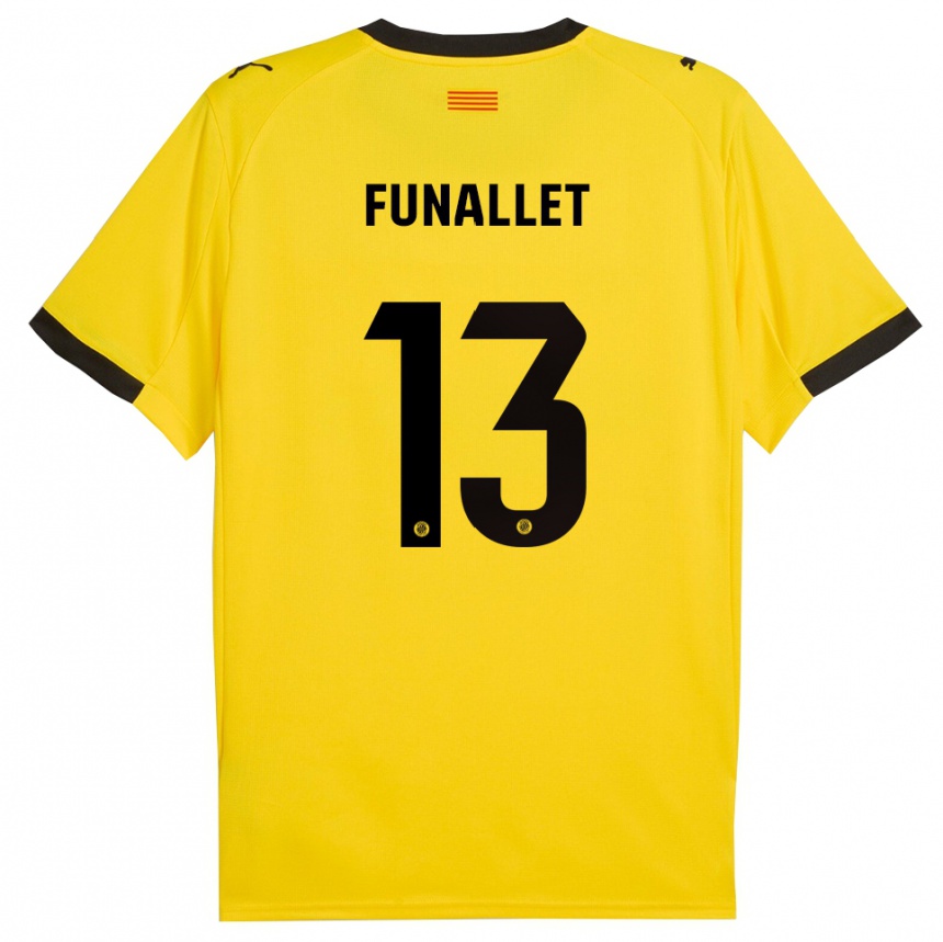 גברים כדורגל Pau Funallet #13 צהוב שחור הרחק ג'רזי 2025/26